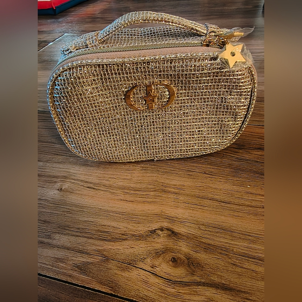 Dior Metallic Gold Crystal-Effect Cosmetic Case